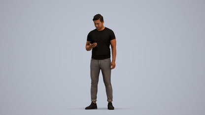 photogrammetry 3D man casual standing, realistic human model archviz FBX, standing pose render