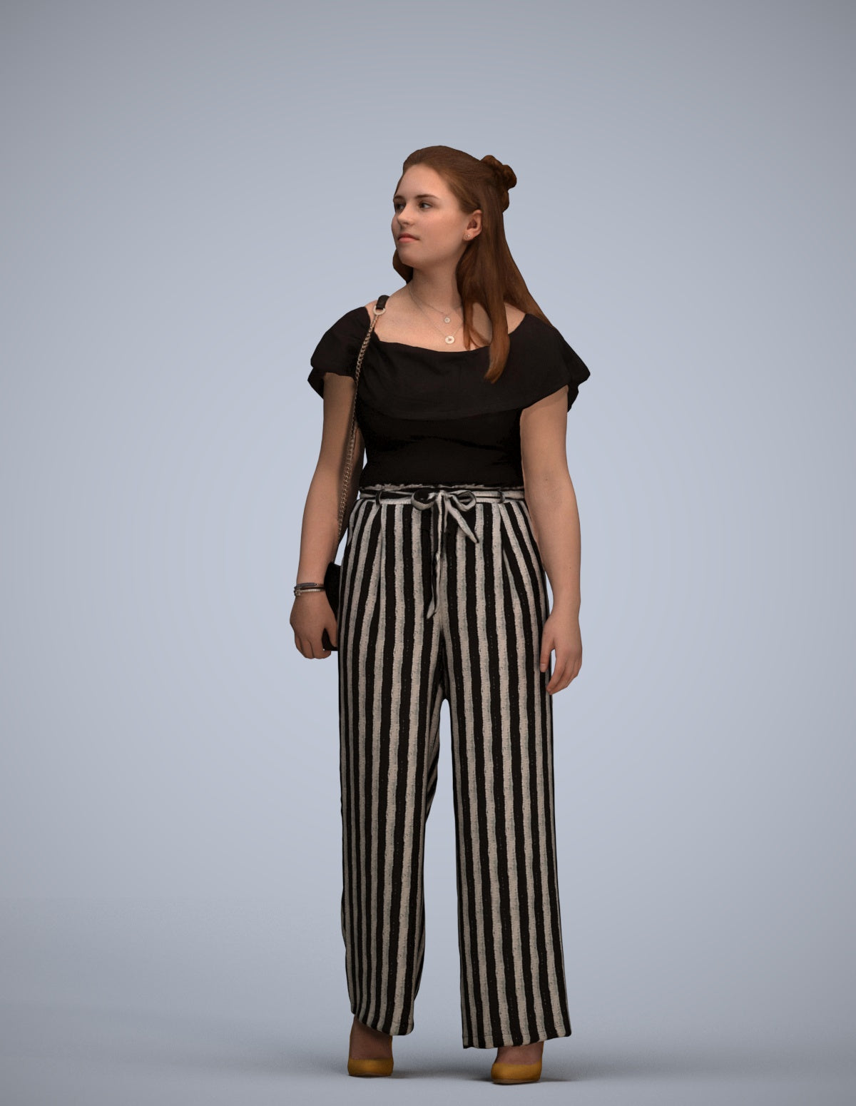 3D people model woman casual walking, scanned human for 3ds Max rendering