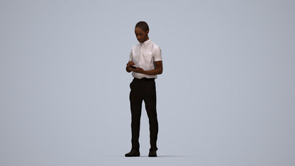 3D human model boy hospitality, photogrammetry scanned person for archviz, top-down view render