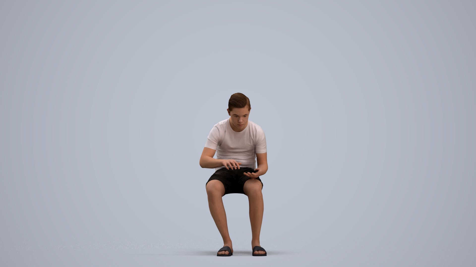 3D human model boy casual kids, photogrammetry scanned person for archviz, standing pose render