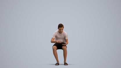 3D human model boy casual kids, photogrammetry scanned person for archviz, standing pose render