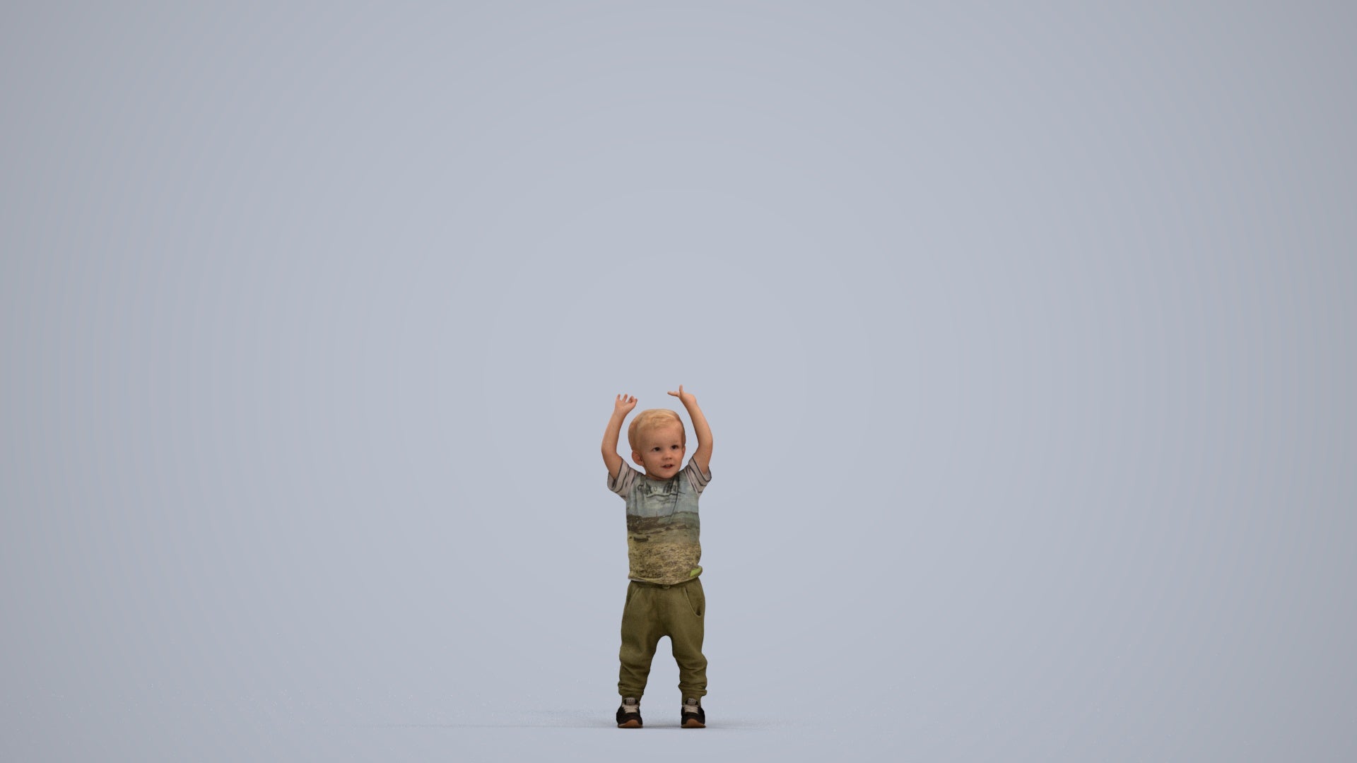 3D people model boy casual kids, scanned human for 3ds Max rendering, standing pose render