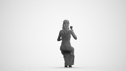 3D human model woman formal formalaffairs, photogrammetry scanned person for archviz, wireframe front view