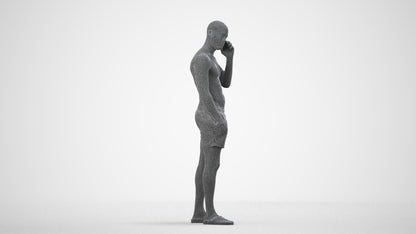 realistic 3D human man pool, archviz people FBX OBJ for Blender, wireframe side view
