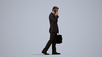 realistic 3D human man business, archviz people FBX OBJ for Blender, side view render