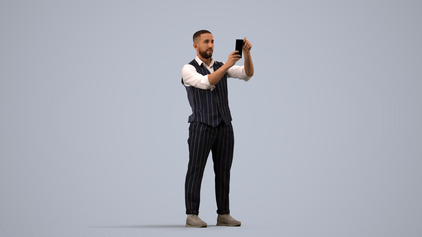 realistic 3D man business, scanned archviz people for Blender and 3ds Max, side view render