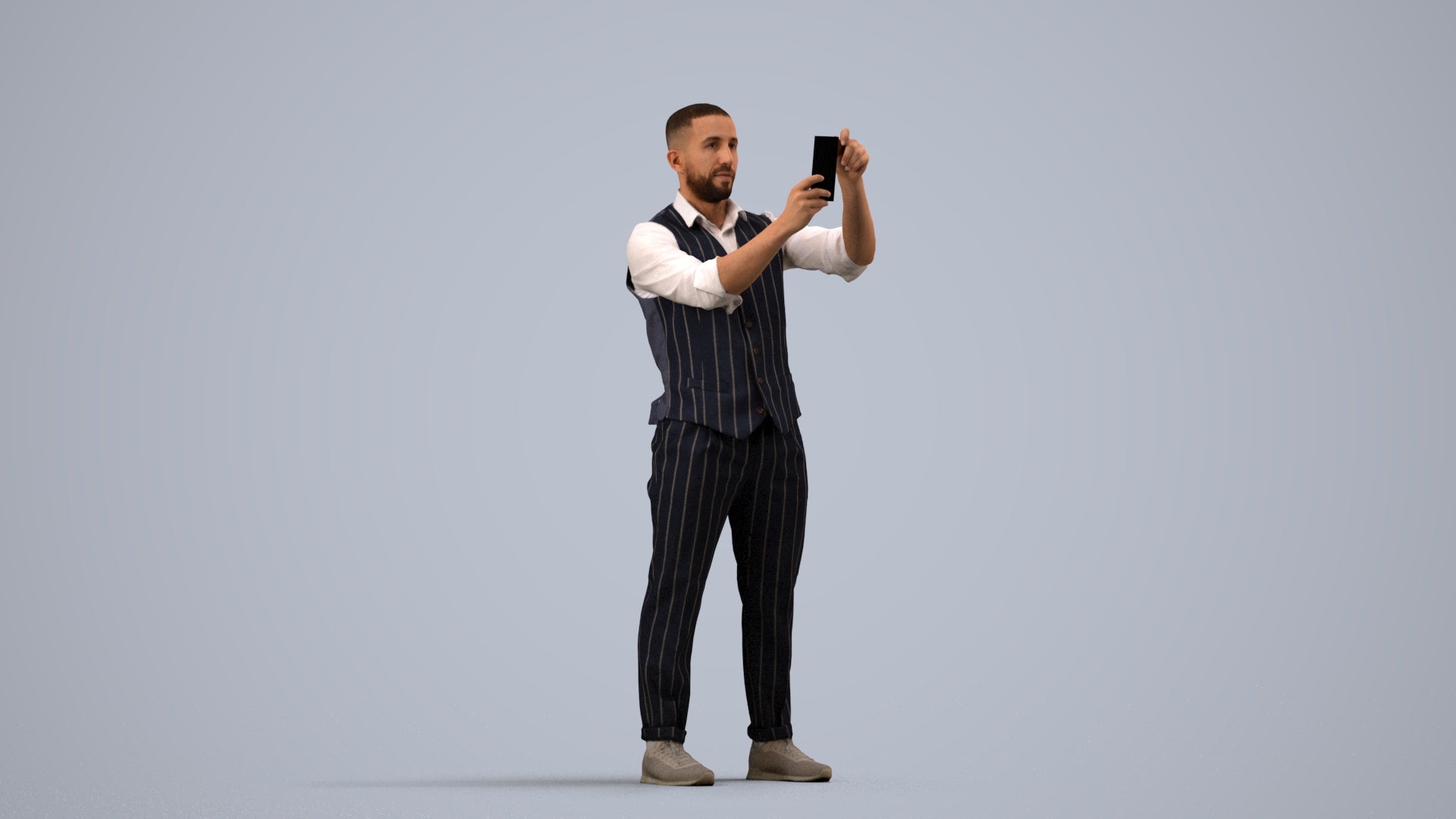 realistic 3D man business, scanned archviz people for Blender and 3ds Max, side view render