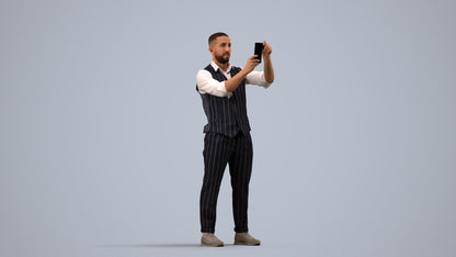 realistic 3D man business, scanned archviz people for Blender and 3ds Max, side view render