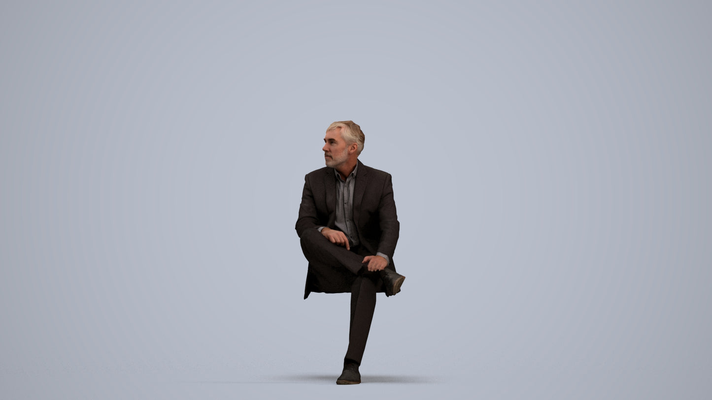 photogrammetry 3D man business, realistic human model archviz FBX, standing pose render