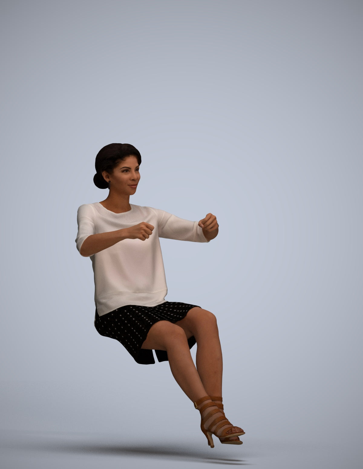3D scanned woman driving casual, photorealistic archviz people for Enscape and SketchUp