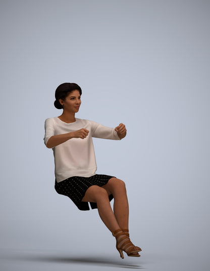 3D scanned woman driving casual, photorealistic archviz people for Enscape and SketchUp