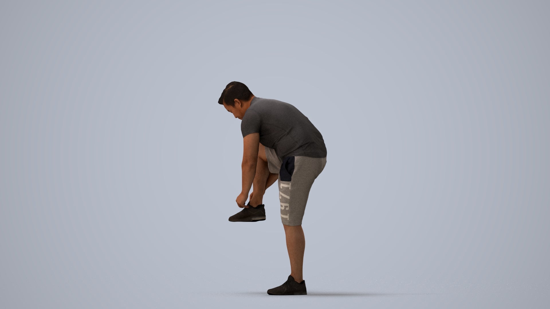 realistic 3D human man sport, archviz people FBX OBJ for Blender, three-quarter view render