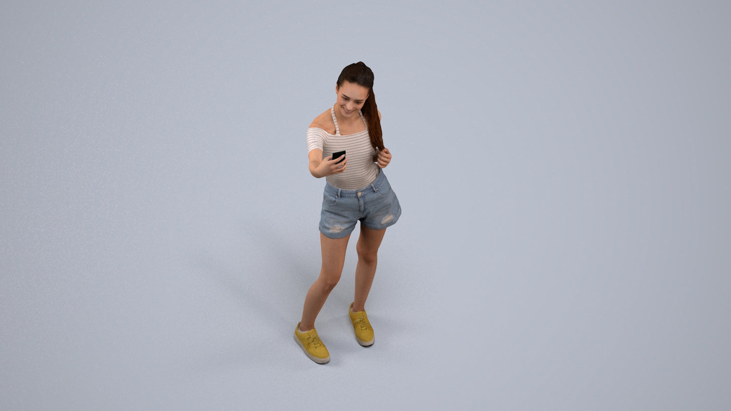 photogrammetry 3D woman casual standing, realistic human model archviz FBX, back view render