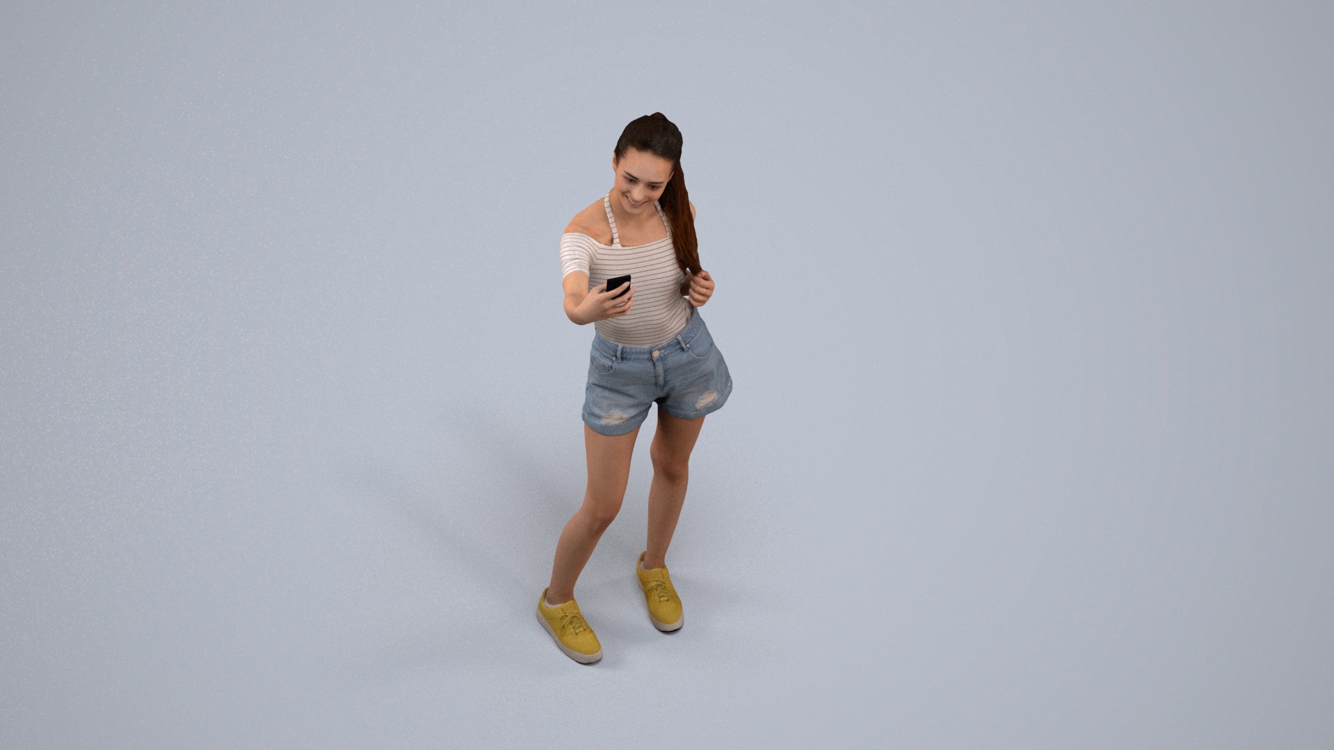 photogrammetry 3D woman casual standing, realistic human model archviz FBX, back view render