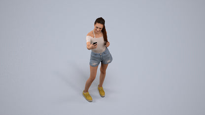 photogrammetry 3D woman casual standing, realistic human model archviz FBX, back view render