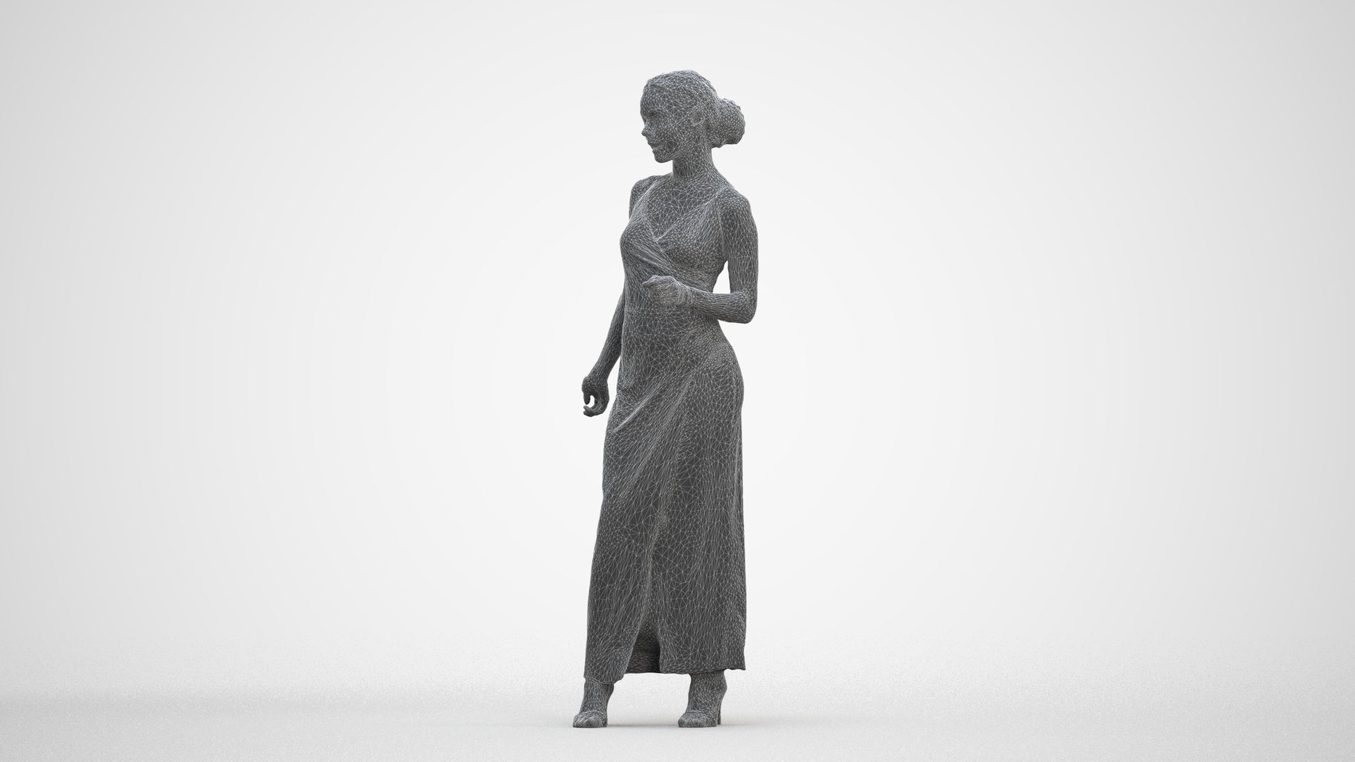 realistic 3D human woman formal formalaffairs, archviz people FBX OBJ for Blender, three-quarter front view render