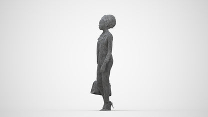 realistic 3D woman business walking, scanned archviz people for Blender and 3ds Max, wireframe back view