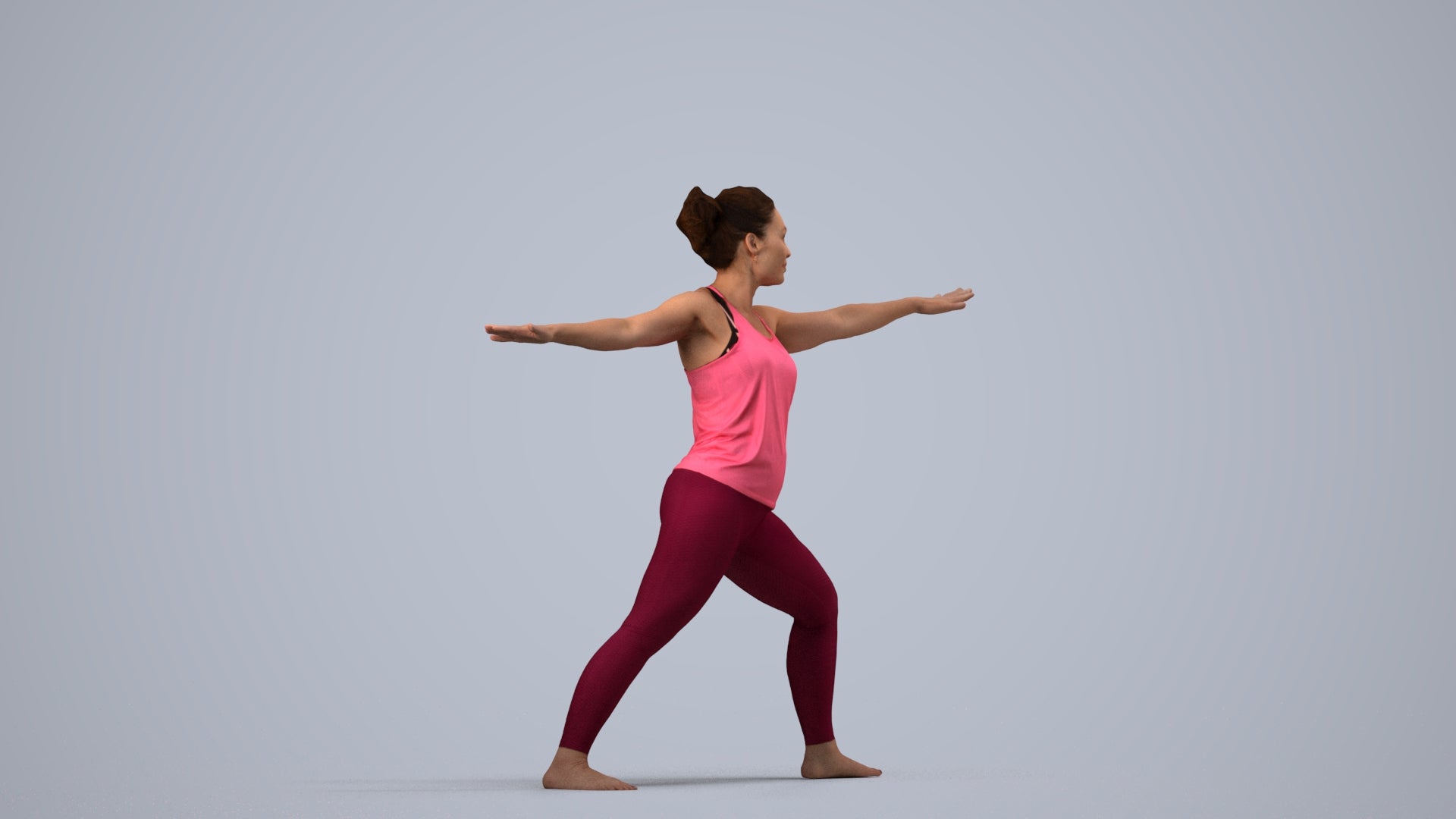 realistic 3D woman sport, scanned archviz people for Blender and 3ds Max, side view render