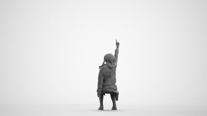photogrammetry 3D girl kids, realistic human model archviz FBX, wireframe front view