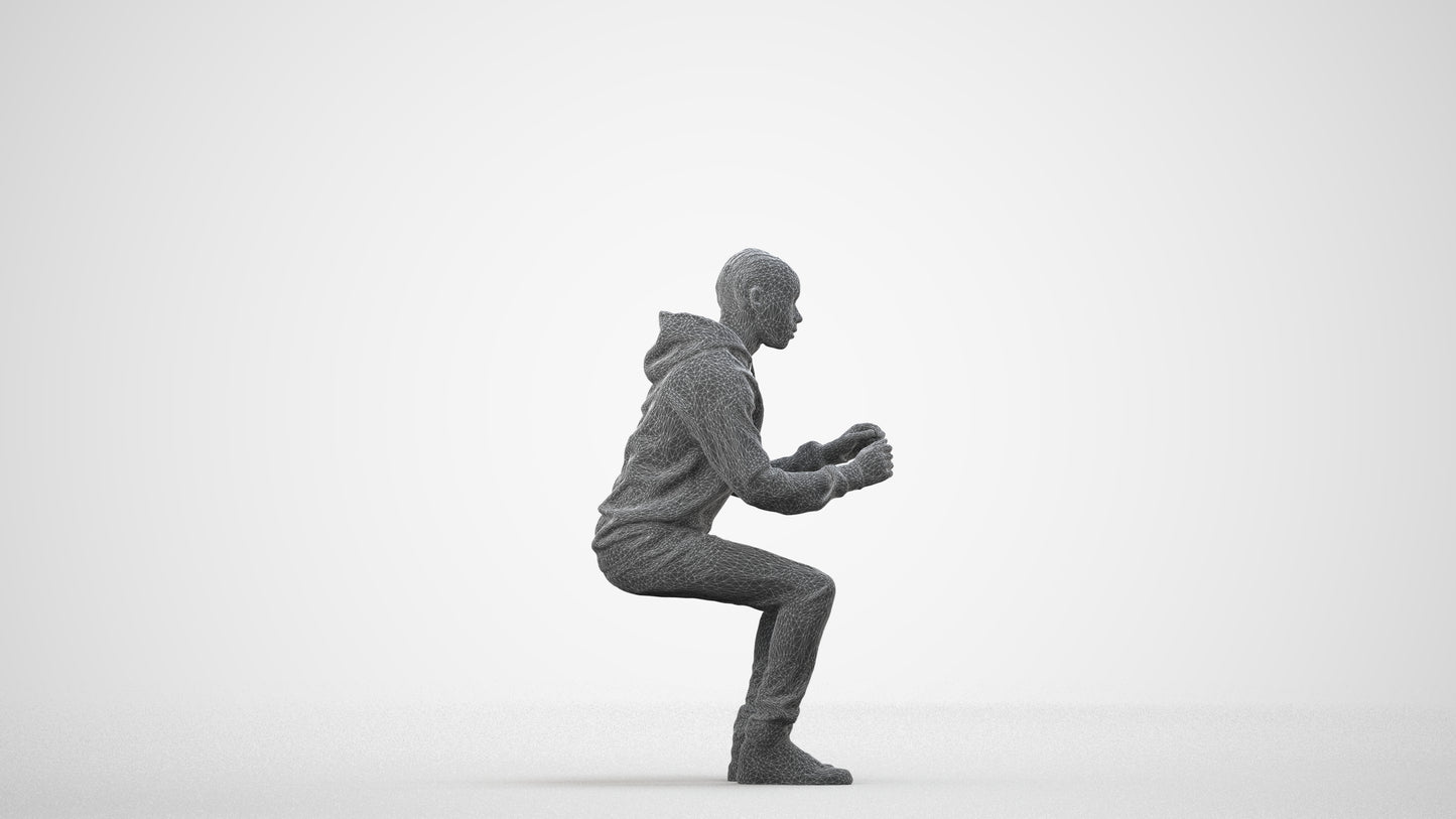 3D people model boy casual kids, scanned human for 3ds Max rendering, wireframe side view