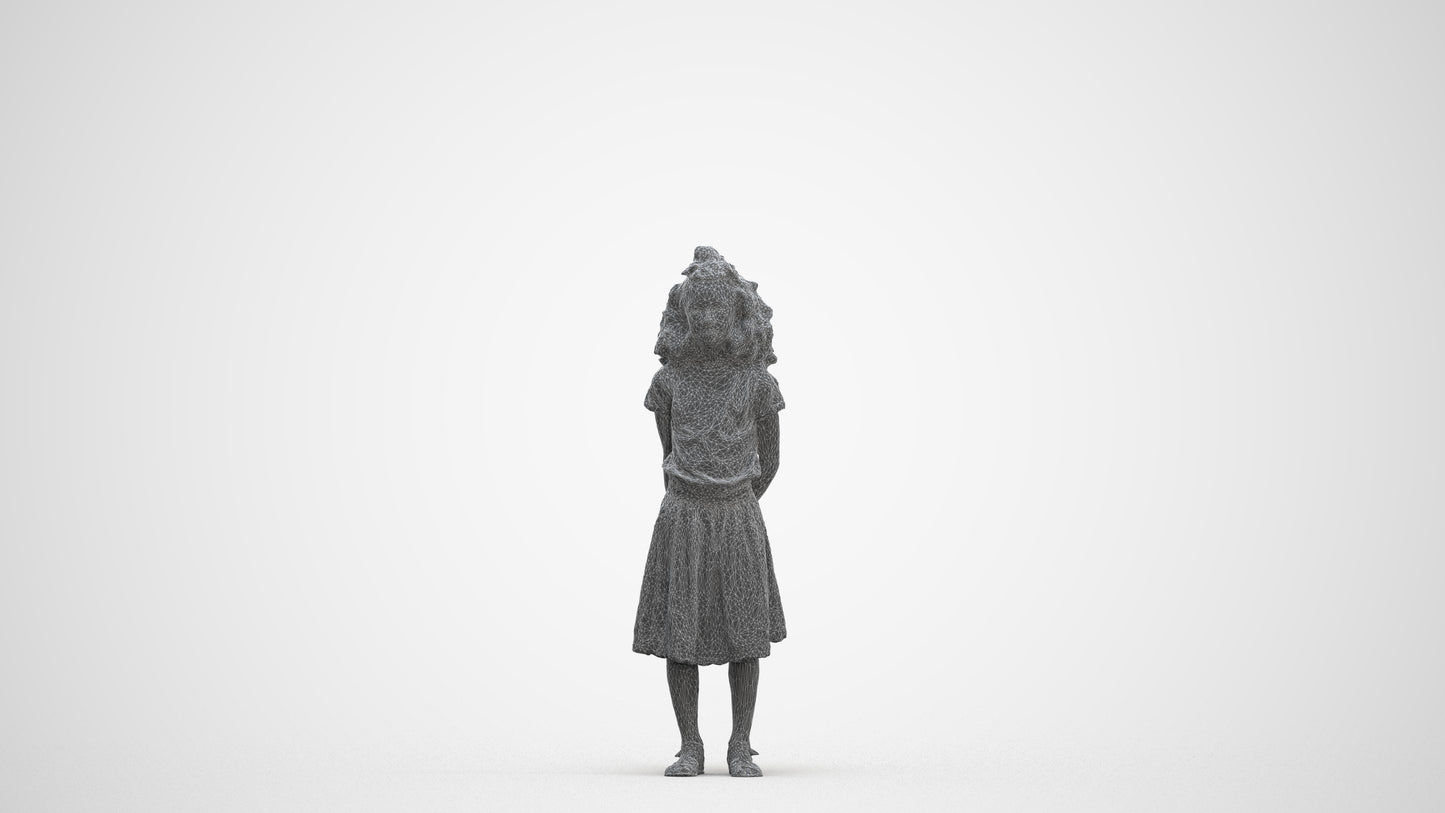 photogrammetry 3D girl casual kids, realistic human model archviz FBX, three-quarter front view render