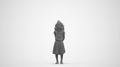photogrammetry 3D girl casual kids, realistic human model archviz FBX, three-quarter front view render