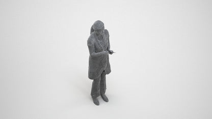 realistic 3D woman hospitality, scanned archviz people for Blender and 3ds Max, wireframe three-quarter view