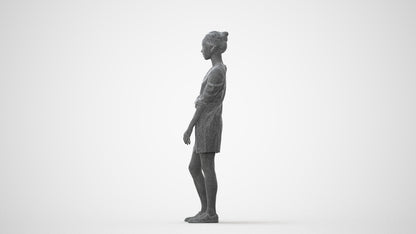 realistic 3D human woman business standing, archviz people FBX OBJ for Blender, square thumbnail