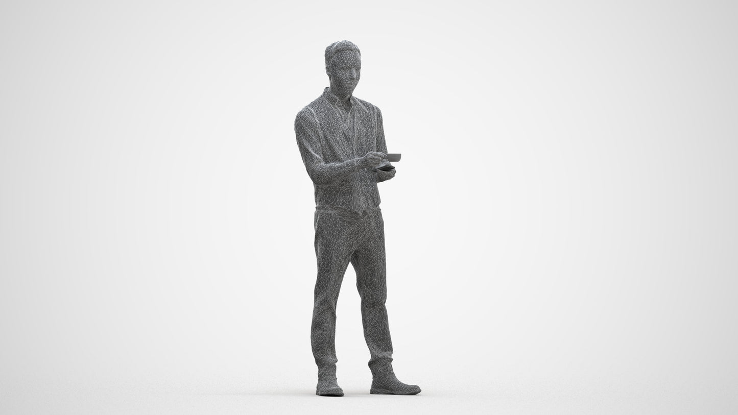 3D scanned man hospitality, photorealistic archviz people for Enscape and SketchUp, three-quarter front view render