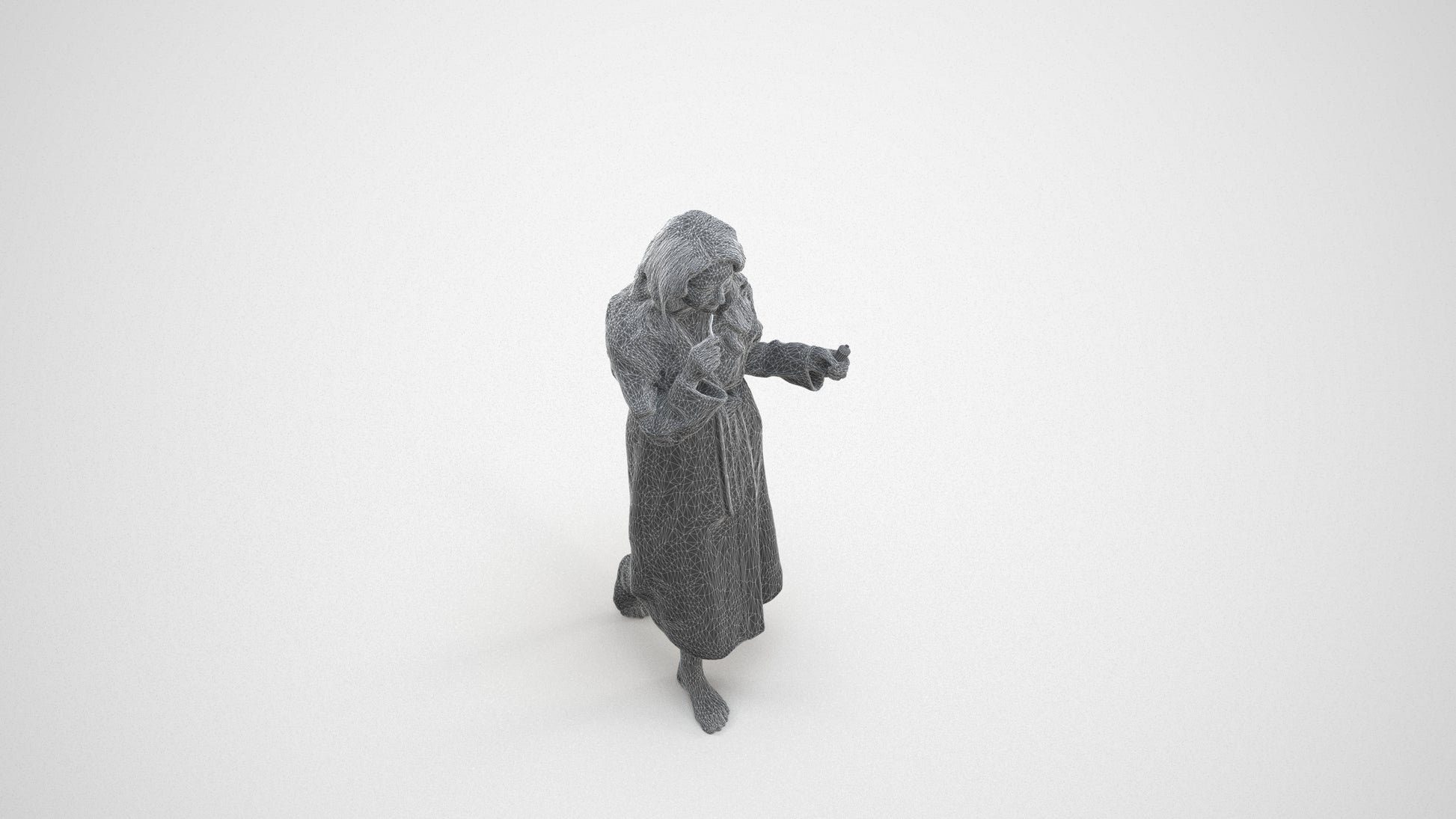 scanned 3D woman casual sport, photogrammetry people for Enscape and V-Ray, wireframe three-quarter view