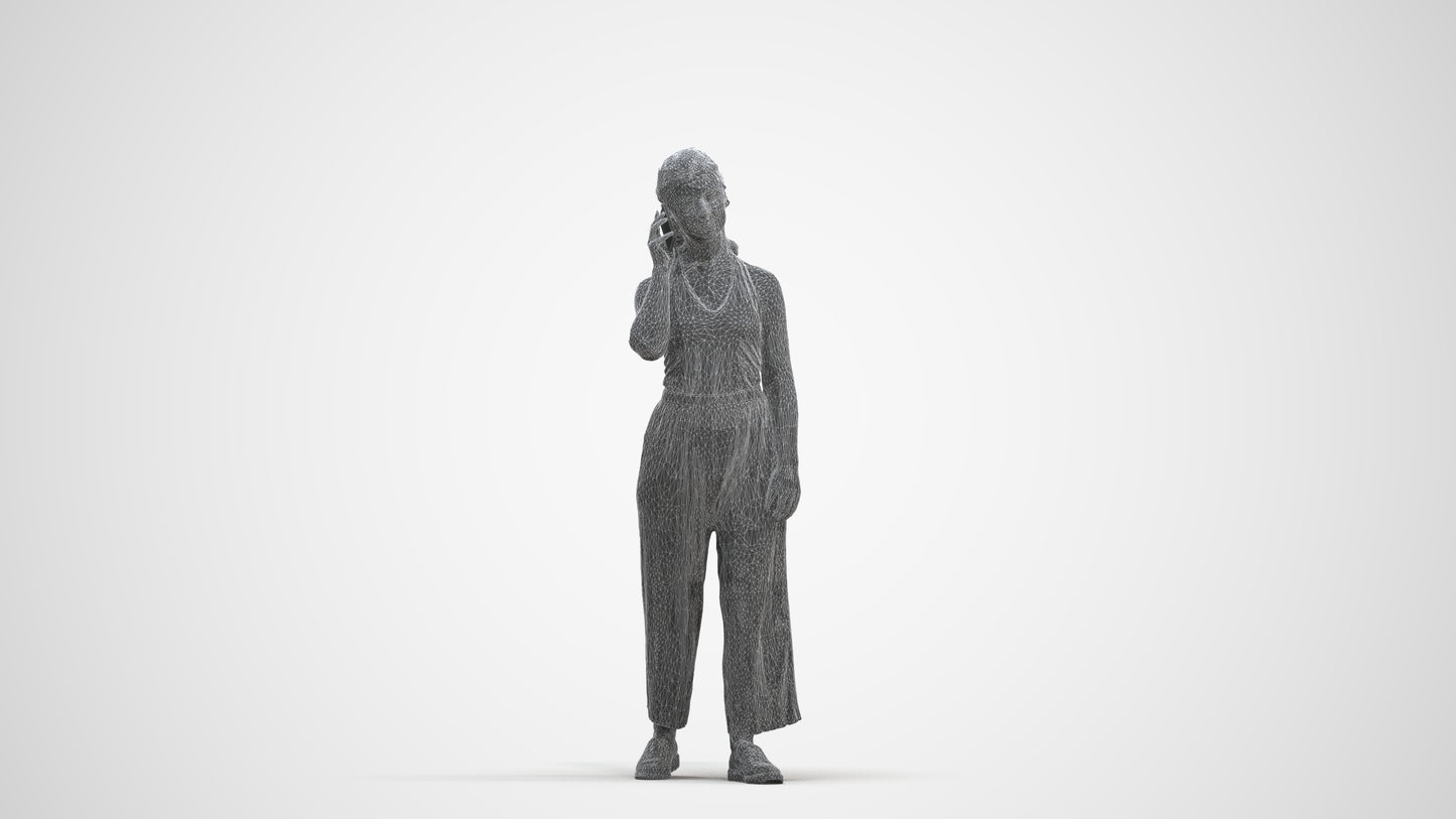 scanned 3D girl casual kids, photogrammetry people for Enscape and V-Ray, three-quarter front view render