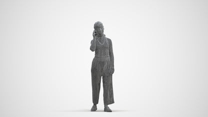 scanned 3D girl casual kids, photogrammetry people for Enscape and V-Ray, three-quarter front view render
