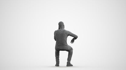 realistic 3D human man casual sitting, archviz people FBX OBJ for Blender, wireframe front view