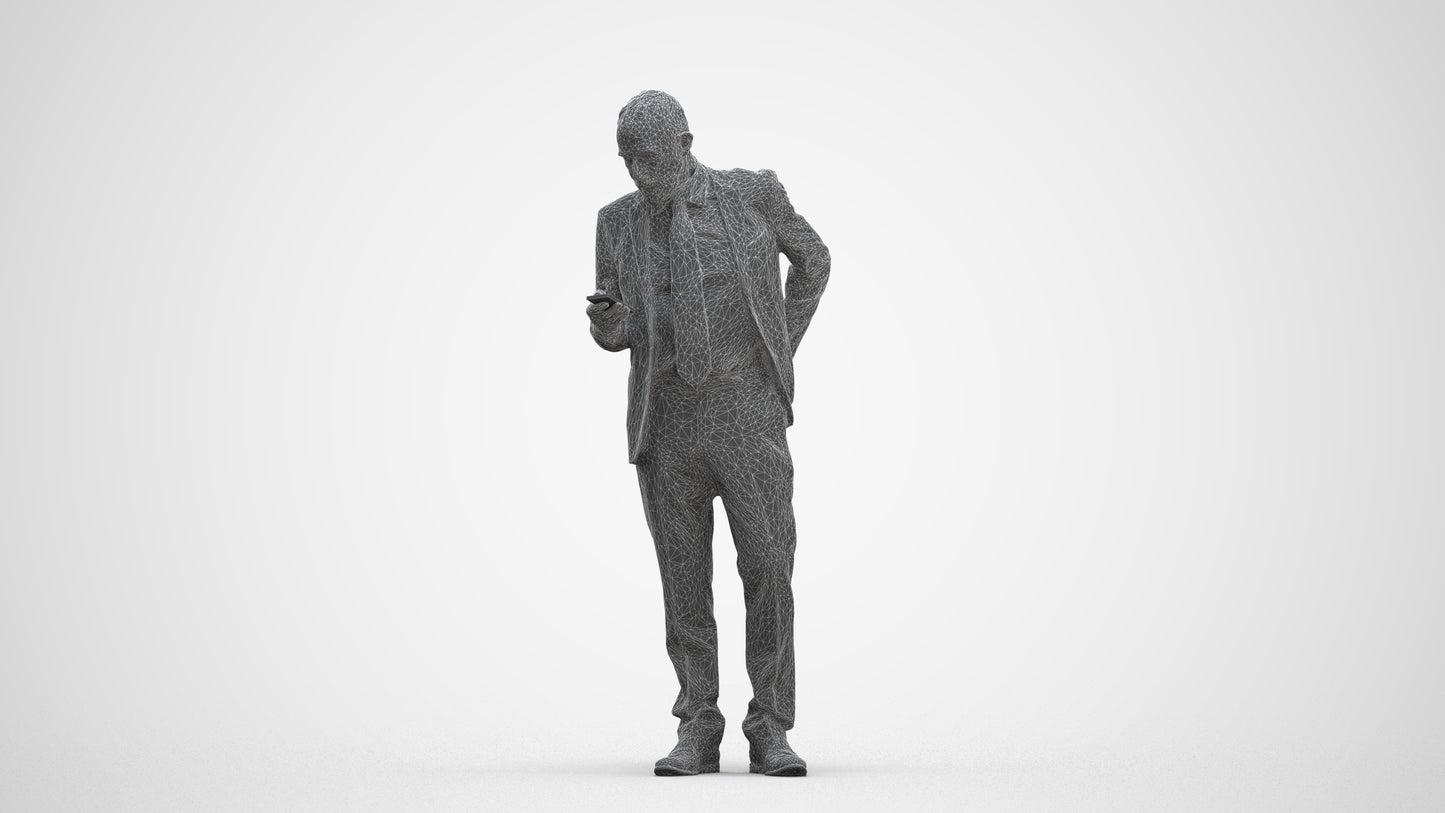 realistic 3D senior man business, scanned archviz people for Blender and 3ds Max, three-quarter front view render