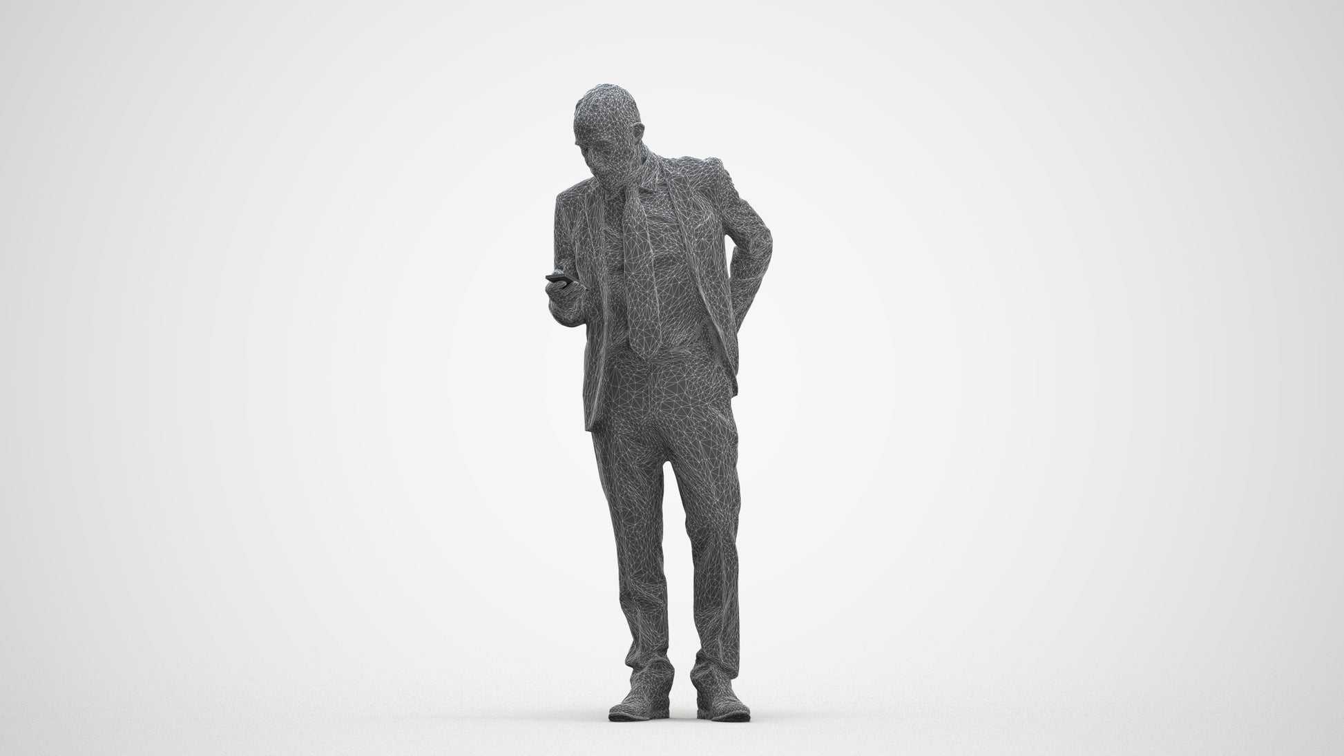 realistic 3D senior man business, scanned archviz people for Blender and 3ds Max, three-quarter front view render