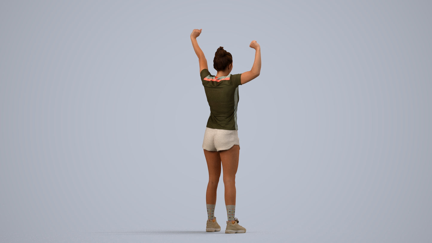 photogrammetry 3D woman sport, realistic human model archviz FBX, side view render