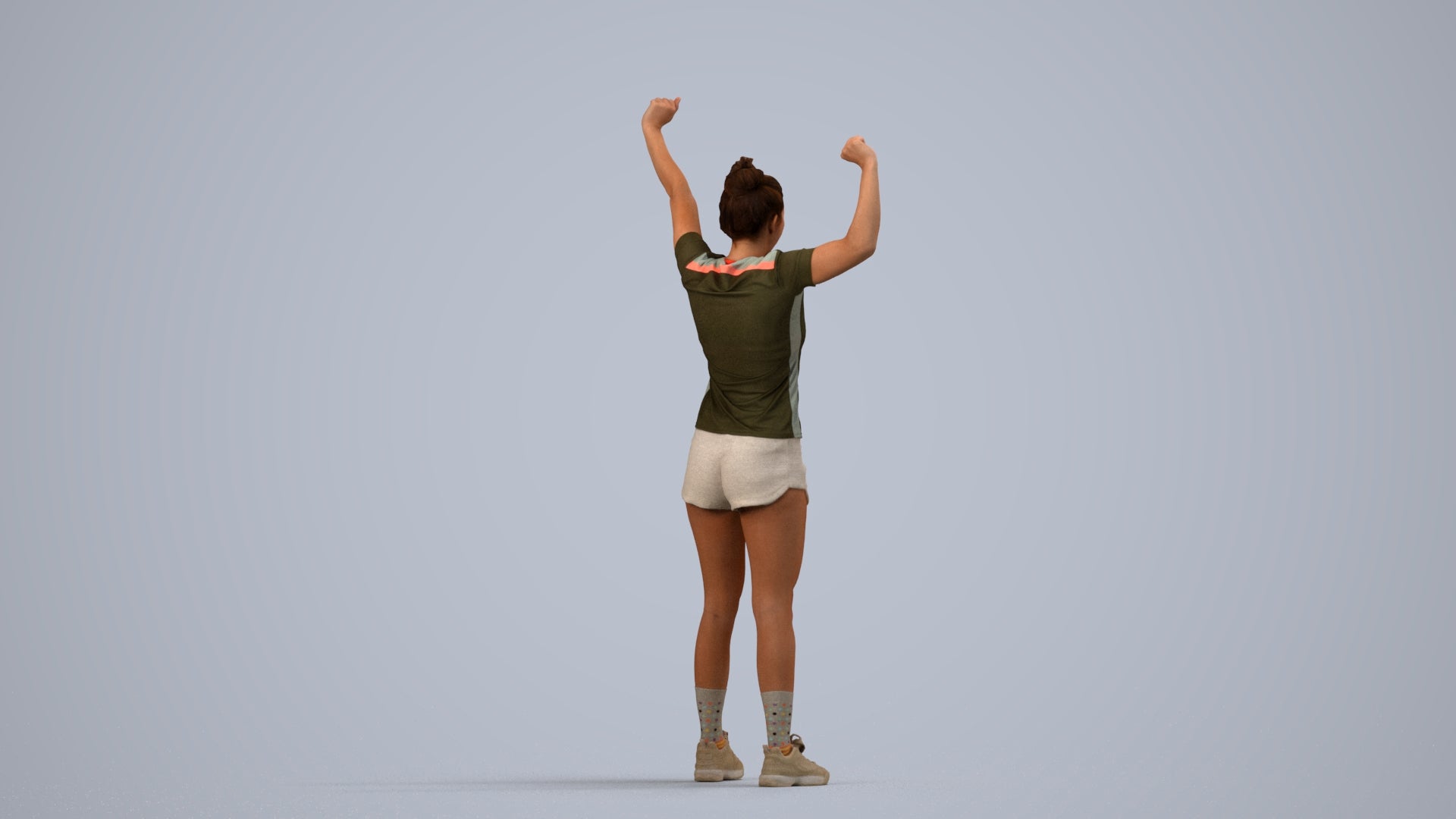 photogrammetry 3D woman sport, realistic human model archviz FBX, side view render