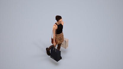 3D people model woman casual shopping, scanned human for 3ds Max rendering, back view render
