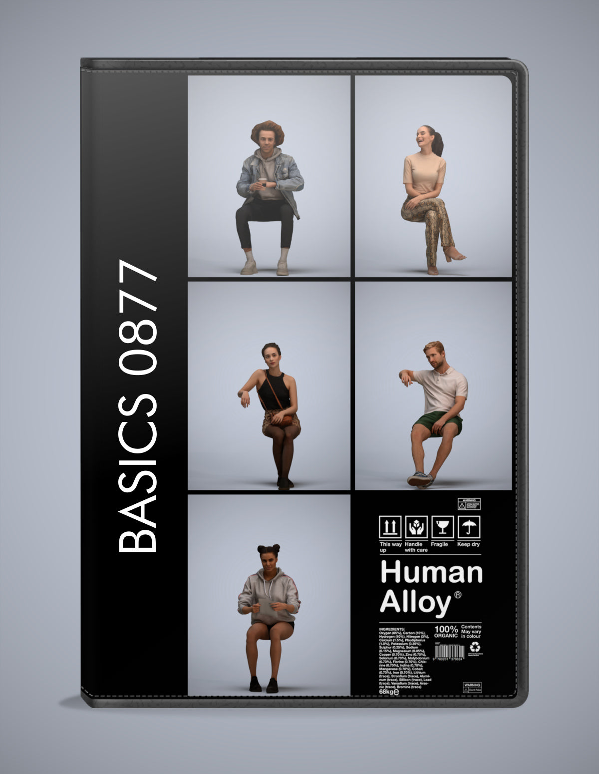 realistic 3D people sitting set, 5 render-ready models for V-Ray and Corona