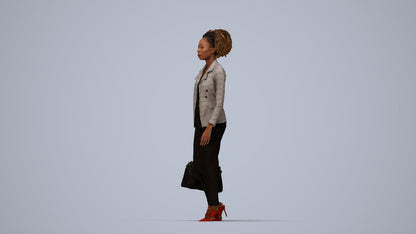 realistic 3D woman business walking, scanned archviz people for Blender and 3ds Max, top-down view render