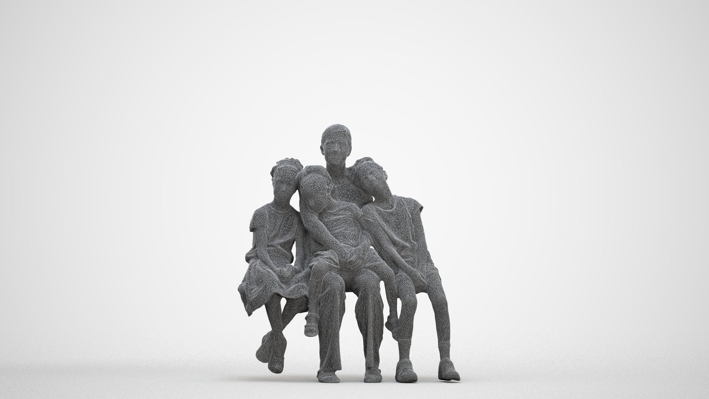 3D scanned girl kids casual, photorealistic archviz people for Enscape and SketchUp, three-quarter front view render