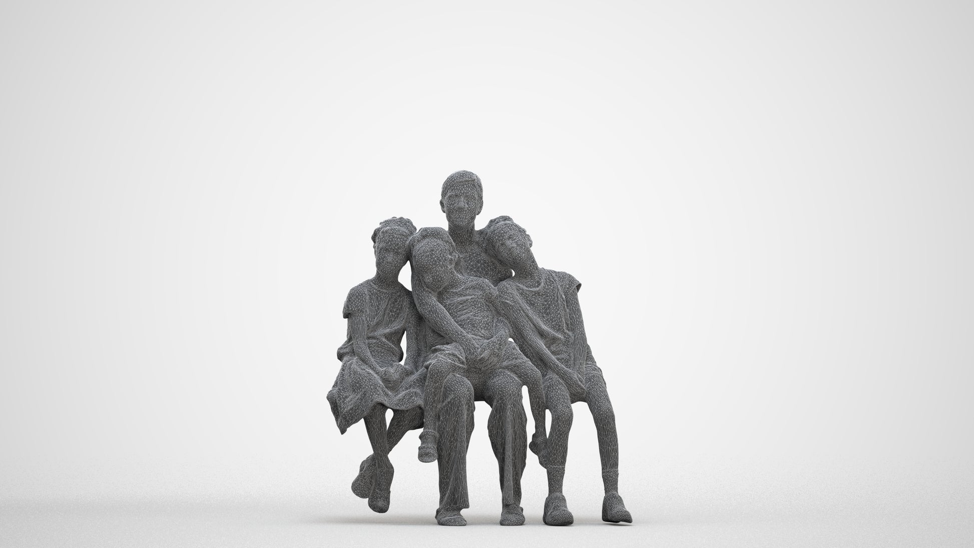 3D scanned girl kids casual, photorealistic archviz people for Enscape and SketchUp, three-quarter front view render