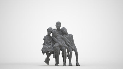 3D scanned girl kids casual, photorealistic archviz people for Enscape and SketchUp, three-quarter front view render