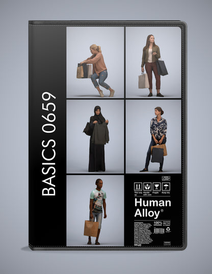 5 3D scanned people shopping, photorealistic archviz pack for Enscape and SketchUp