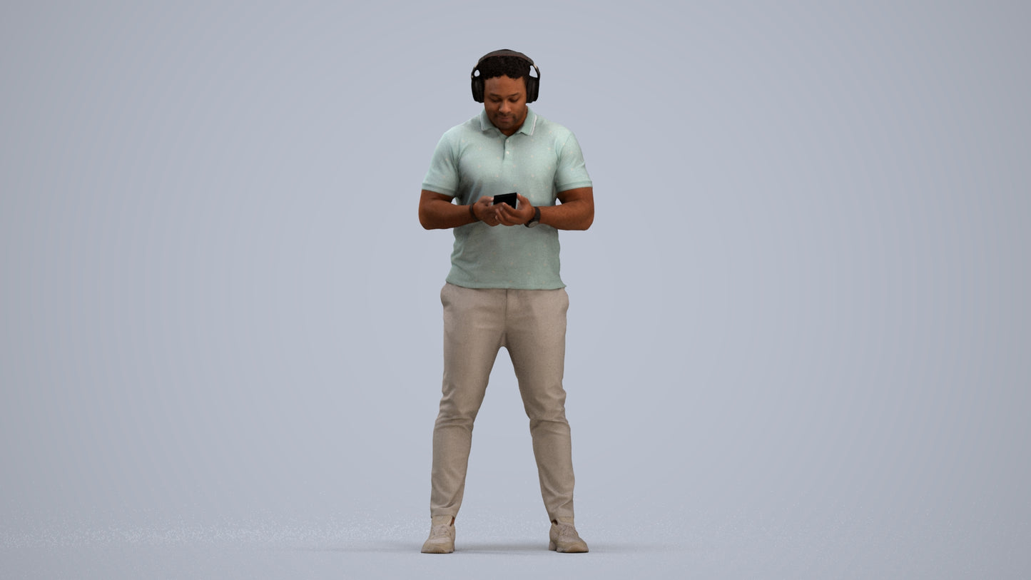 3D people model man casual standing, scanned human for 3ds Max rendering, standing pose render