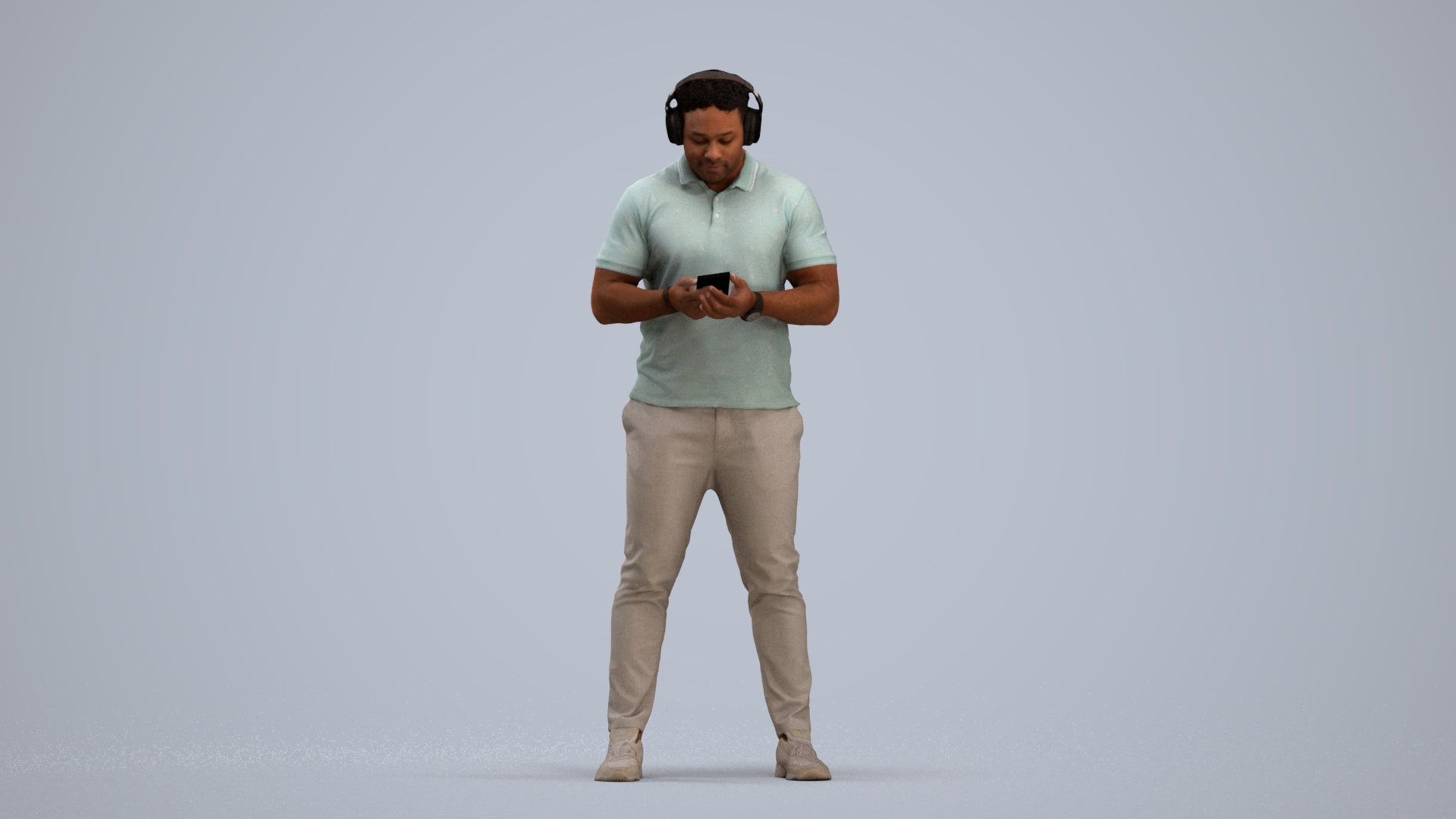 3D people model man casual standing, scanned human for 3ds Max rendering, standing pose render
