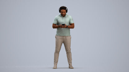 3D people model man casual standing, scanned human for 3ds Max rendering, standing pose render