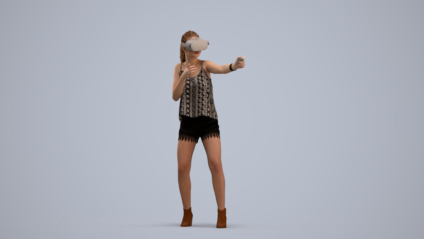 scanned 3D girl casual standing, photogrammetry people for Enscape and V-Ray, standing pose render