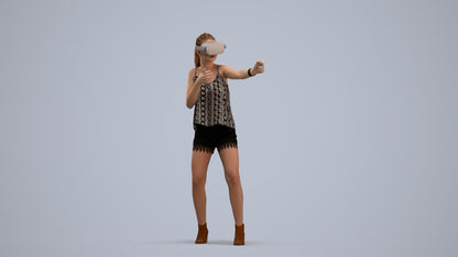 scanned 3D girl casual standing, photogrammetry people for Enscape and V-Ray, standing pose render