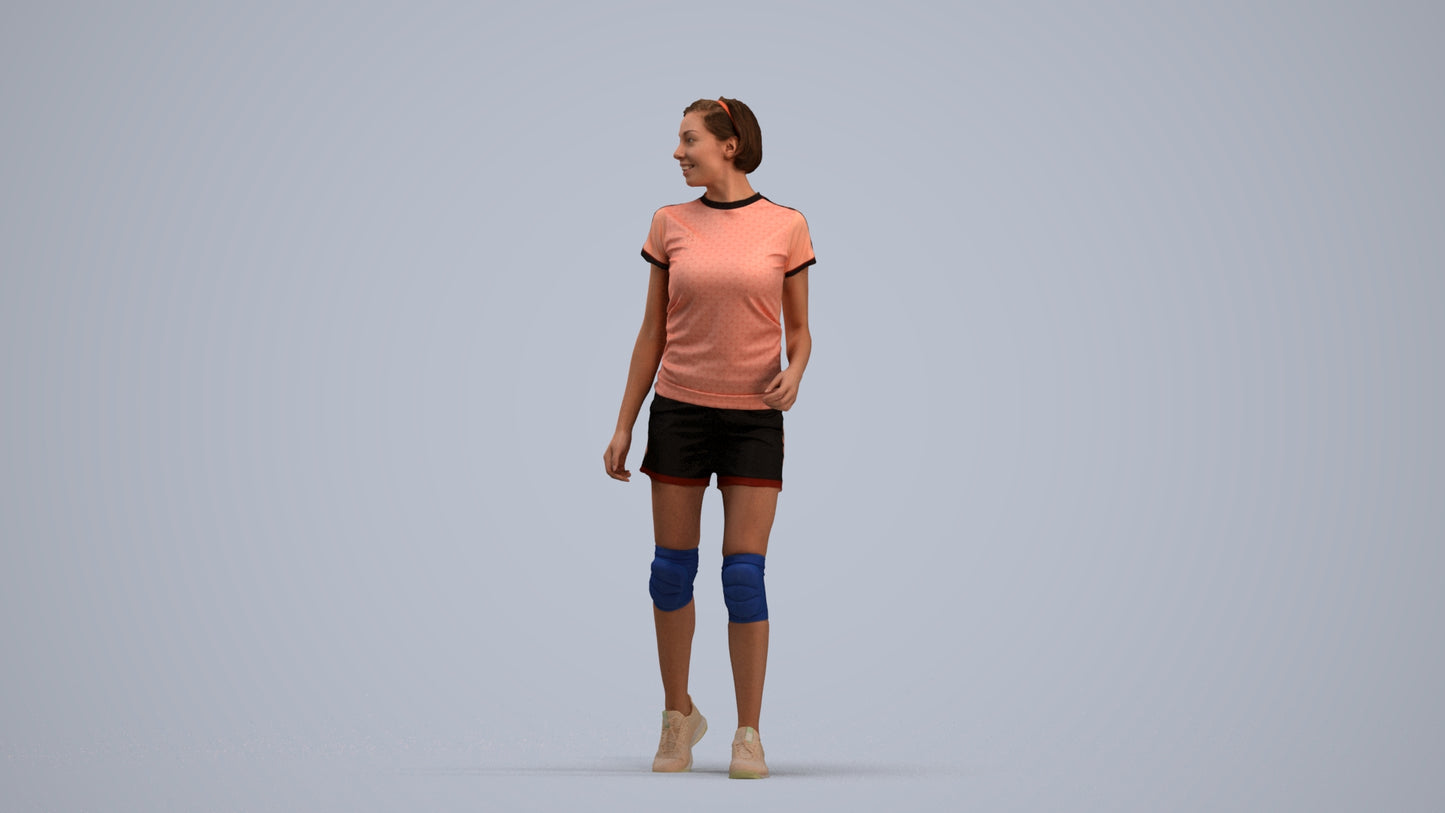 3D people model woman sport, scanned human for 3ds Max rendering, standing pose render